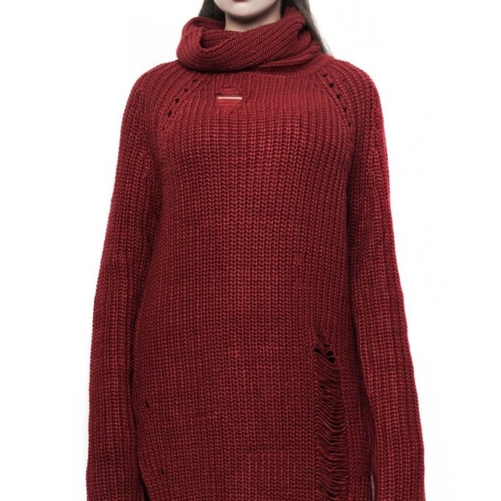 Killstar Deep Red Cowl Neck Sweater
